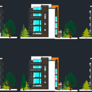 پلان مسکونی 3واحدی دانلود طراحي معماري آپارتمان مسکوني 3 واحدي با نما سازي