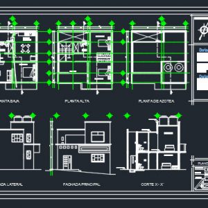 دانلود اتوکد پروژه خانه مسکوني 2 طبقه در ابعاد 8.20 در 8.25 متر به همراه رندر
