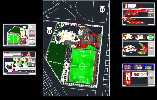 دانلود طراحي کمپ تمريني فوتبال به همراه امکانات خوابگاه و شيت بندي اتوکد