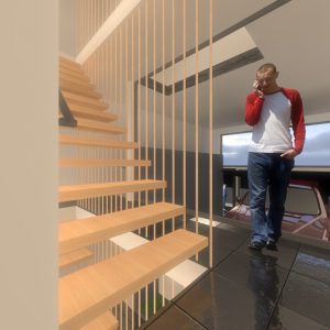 دانلود اتوکد خانه طراحي خانه در ابعاد 5 متر عرض در 33 متر طول با رندر داخلي و خارجي