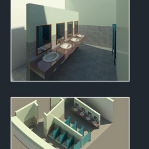 اتوکد توالت عمومی دانلود طراحي سرويس عمومي با جزييات و رندر عکس