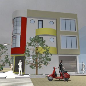 دانلود طراحي پروژه خانه مسکوني و تجاري در 3 طبقه در ابعاد 12.5 در 10.5 متر به همراه رندر
