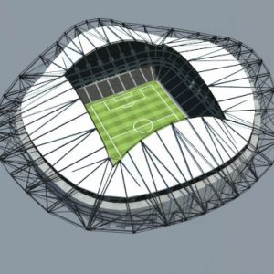 اسکچاپ طراحي 3بعدي حجم اوليه استاديوم ورزشي فوتبال به همراه رندر