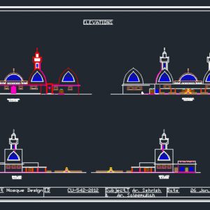 پلان اتوکد مسجد دانلود طراحي مسجد با جزييات و نما و برش و سايت پلان