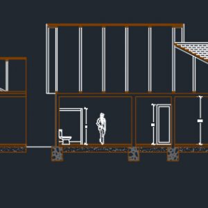 دانلود طراحي درمانگاه عمومي در يک طبقه با سقف شيرواني و نما و برش