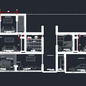 دانلود اتوکد خانه ويلايي دوبلکس در ابعاد 22 در 7.5 متر با جزييات و برش