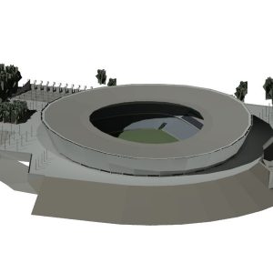 اتوکد حجم استاديوم فوتبال به همراه رندر دانلود طراحي 3بعدي
