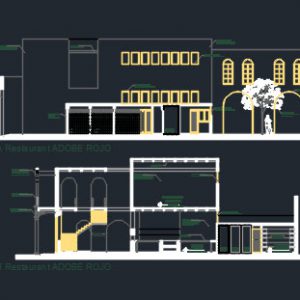 دانلود طراحي پروژه رستوران سنتي به همراه پرسپکتيو هاي خارجي و نما وبرش