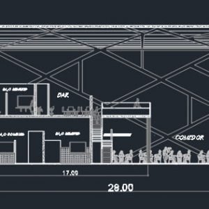 دانلود طراحي رستوران 3 طبقه با طراحي نما خاص و مدرن به همراه نما و برش